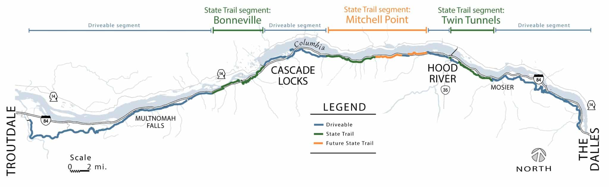 Map of Historic Columbia River Highway State Trail