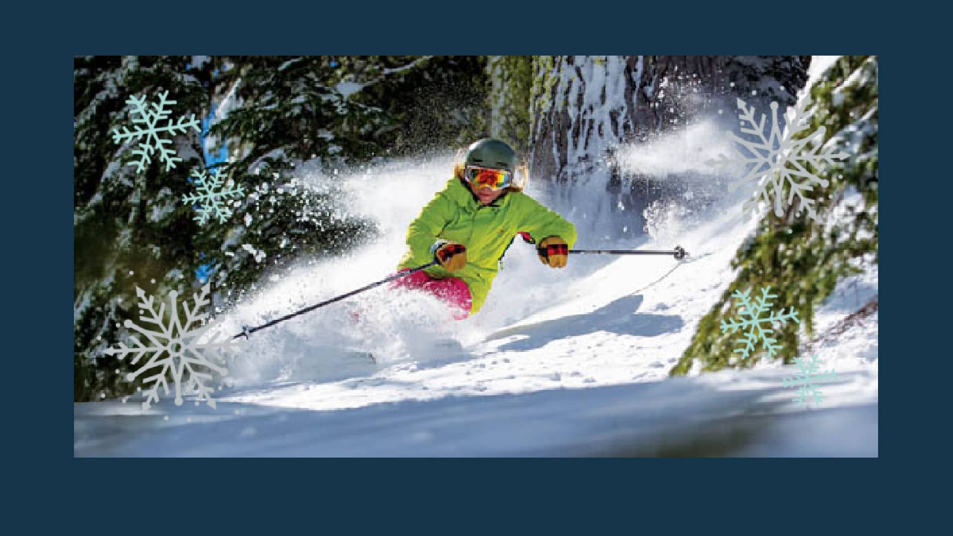 a human skiing through the trees on fresh snow