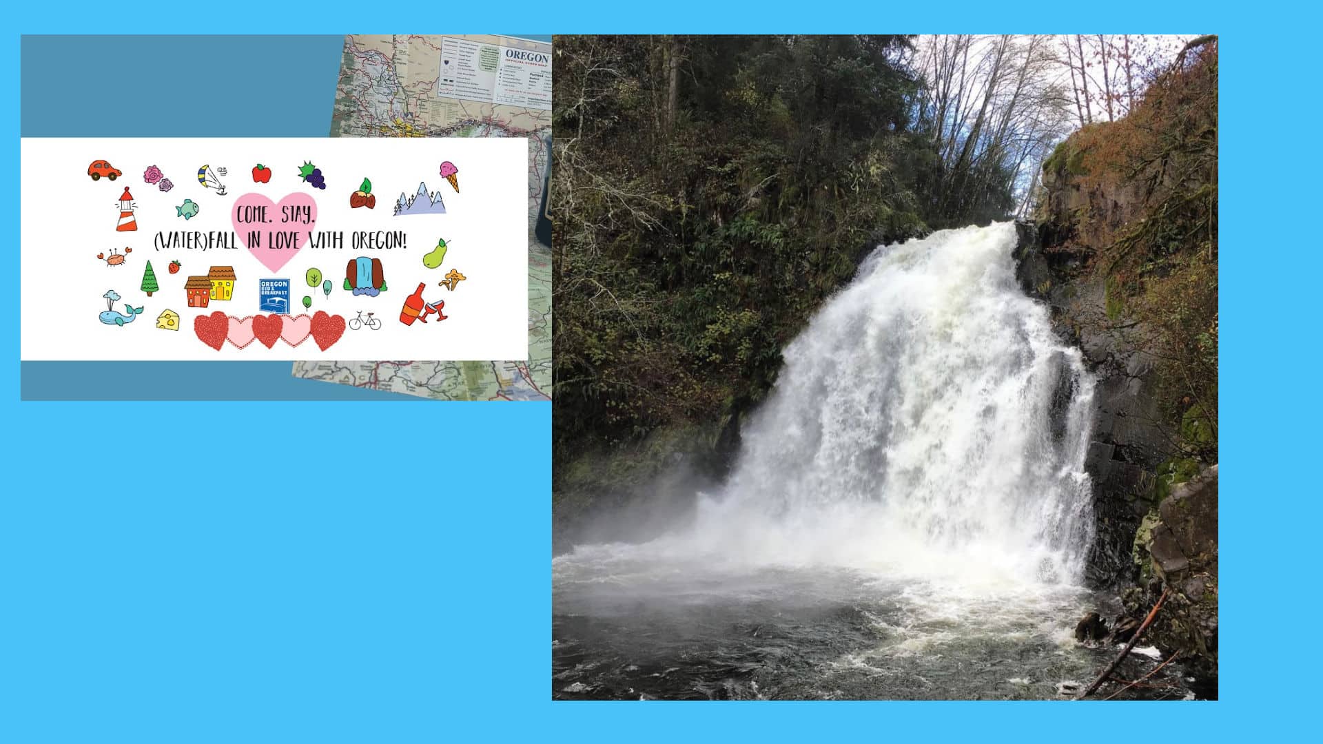 Fall in Love with Waterfalls Banner and image of Youngs River Falls